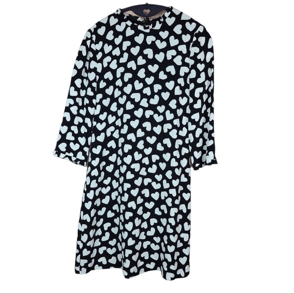 Kate Spade Heart Print Mini Dress XS | Black White Shift Valentine Date Dress - Picture 8 of 14